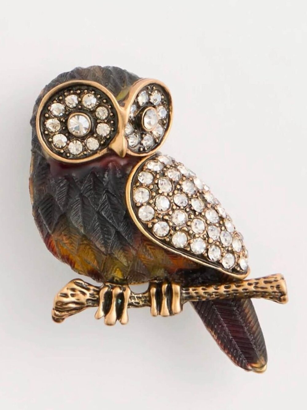 NWT Chico’s faux diamond Owl brooch.
